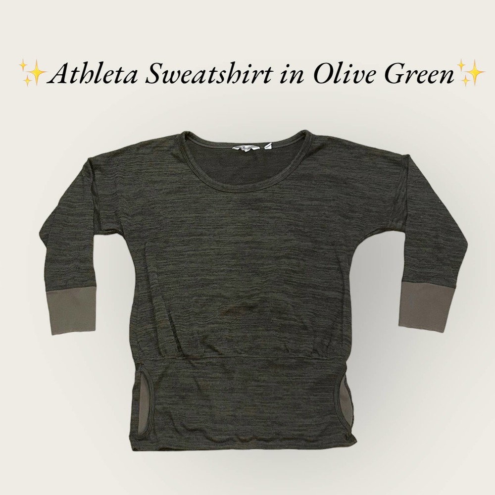 ✨Athleta Scoop Neck‎ Sweatshirt in Olive Green. Size XS✨